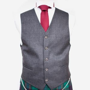 Charcoal tweed waistcoat. Made in Scotland from 100% pure new wool.