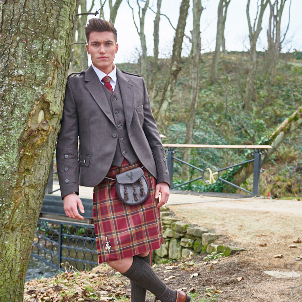 Tweed Crail Highland Prince Charlie Kilt Jacket and Waistcoat Scottish All Sizes