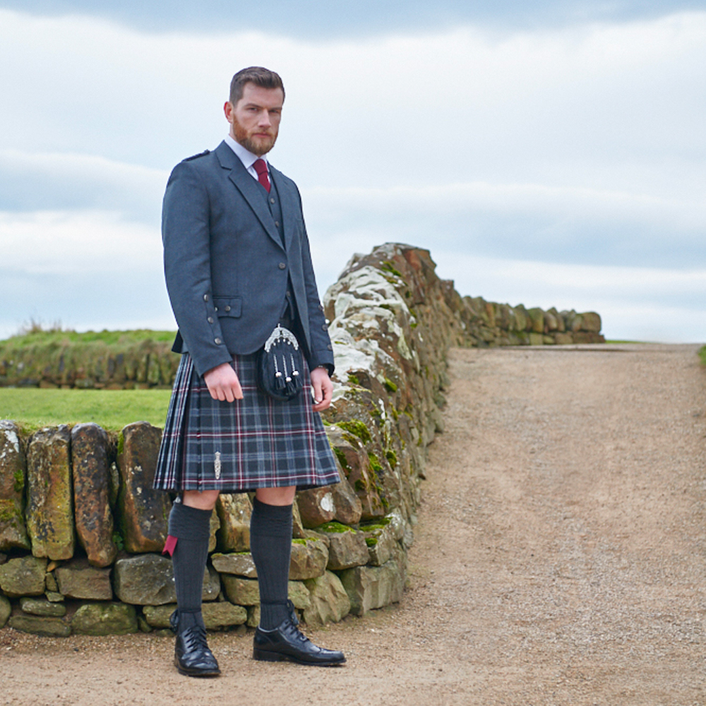 Tweed Kilt Jacket + Waistcoat (Crail) - Charcoal - Artisans of Scotland