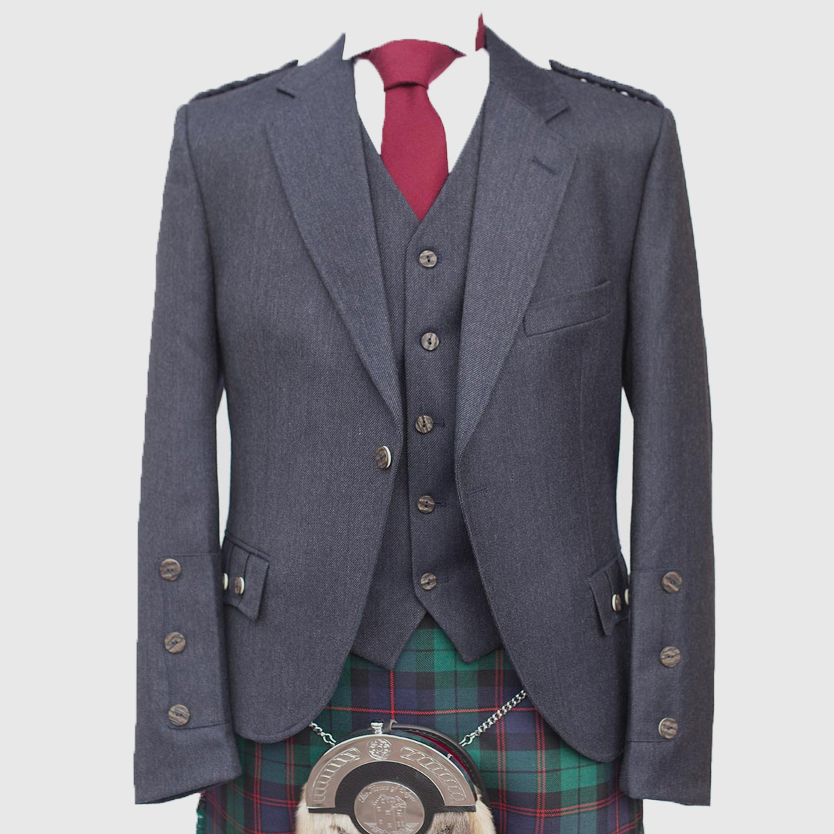 Tweed Kilt Jacket + Waistcoat (Crail) - Midnight - Artisans of Scotland