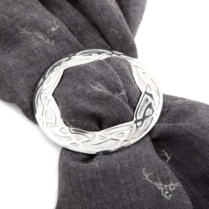 Thistle and Celtic Knot Pewter Scarf Ring – Large – The Celtic Knot